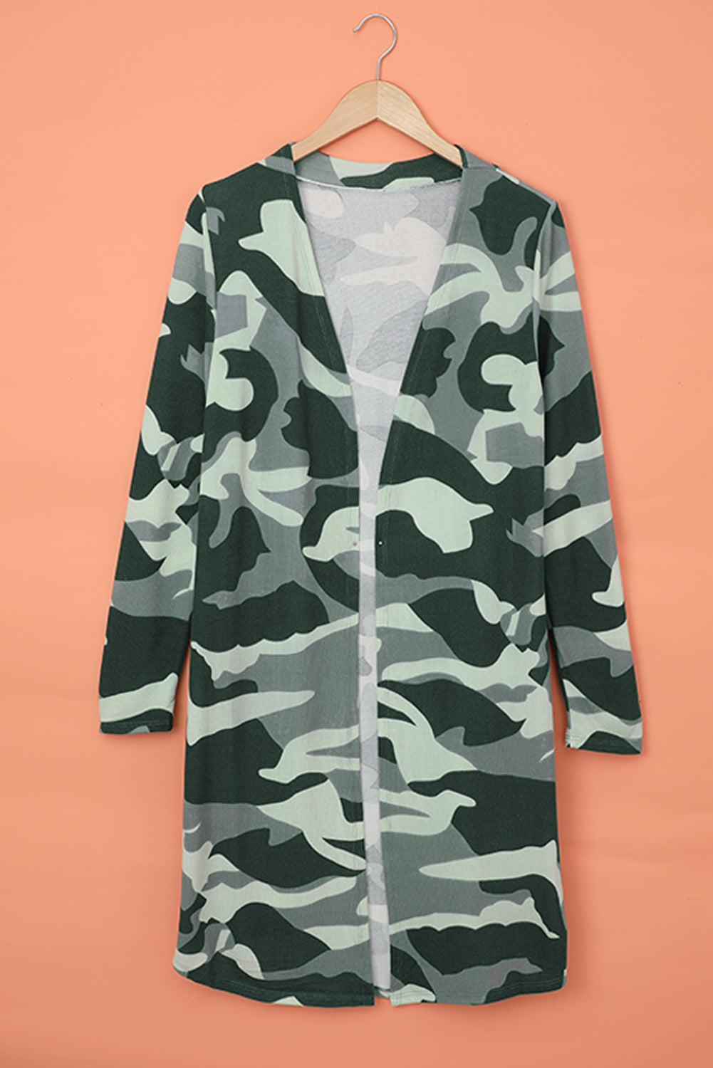 Camo Print Long Cardigan