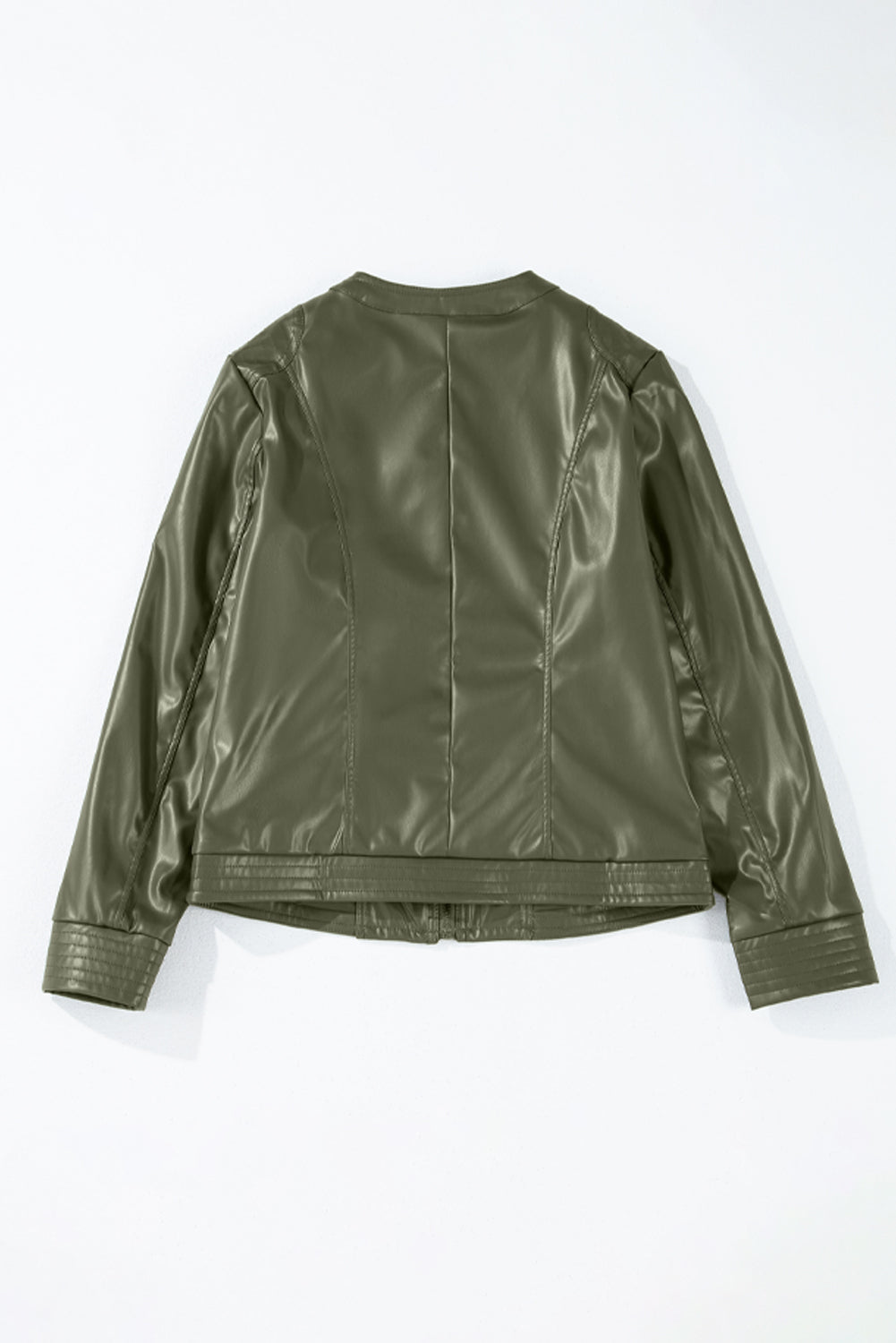 Faux Leather Slim Fit Bomber Jacket