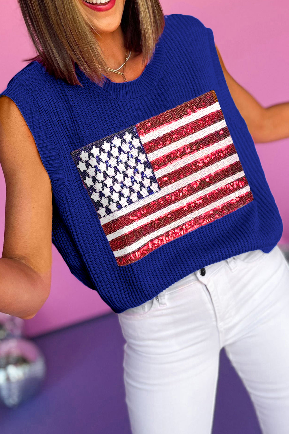 Sparkling American Flag Knitted Vest