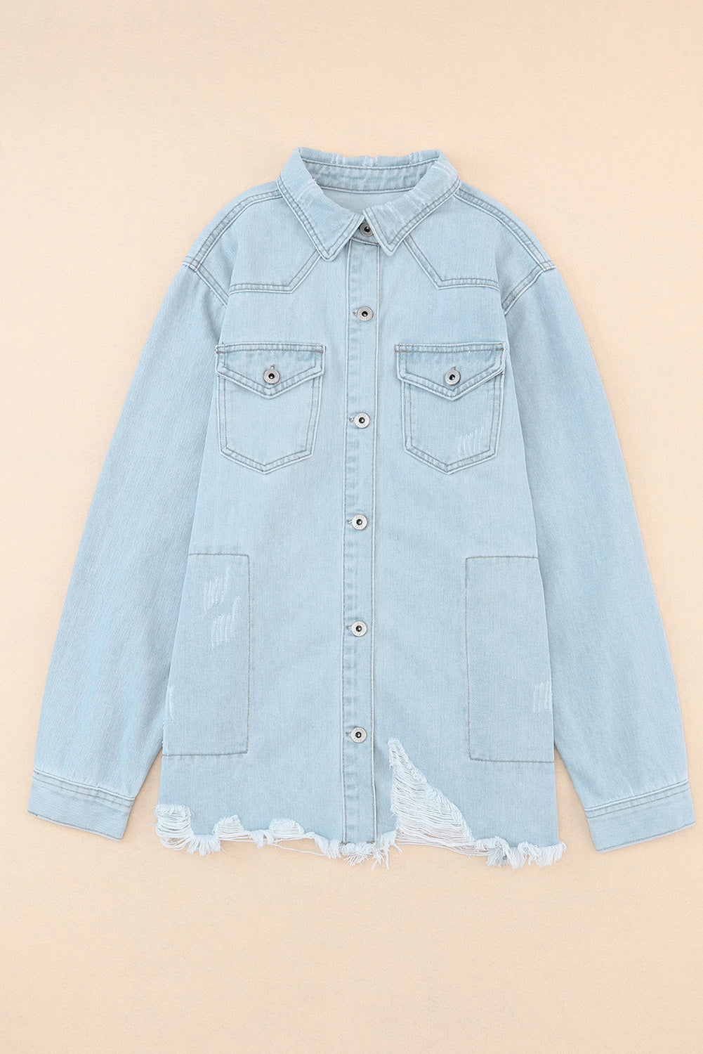 Sky Blue Flap Pocket Denim Jacket