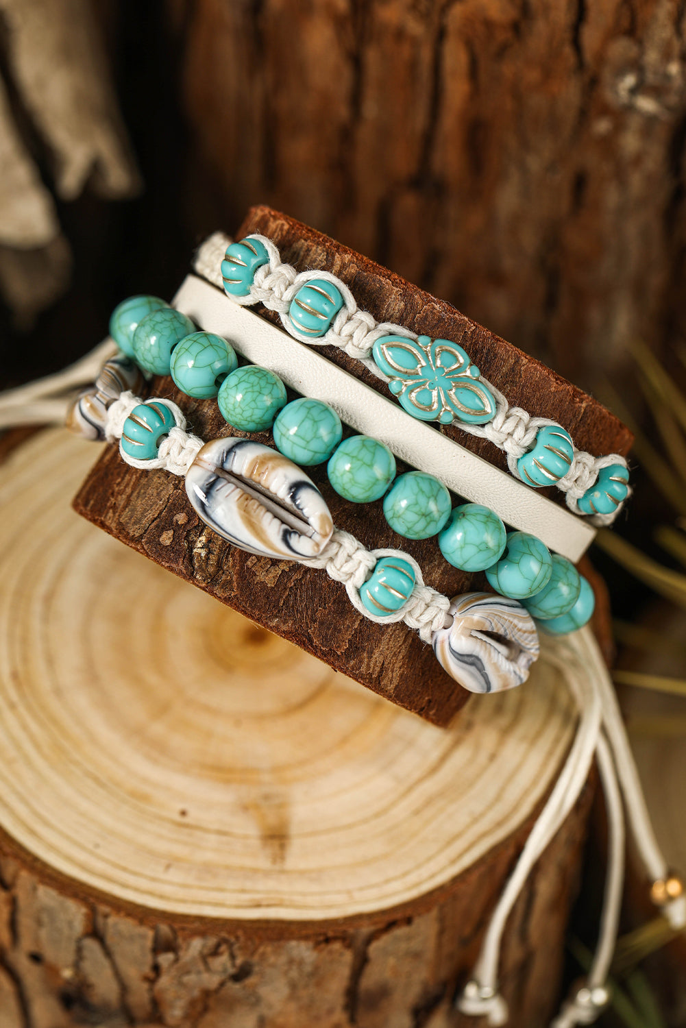 Turquoise Shell Multi Layered Bracelet Set