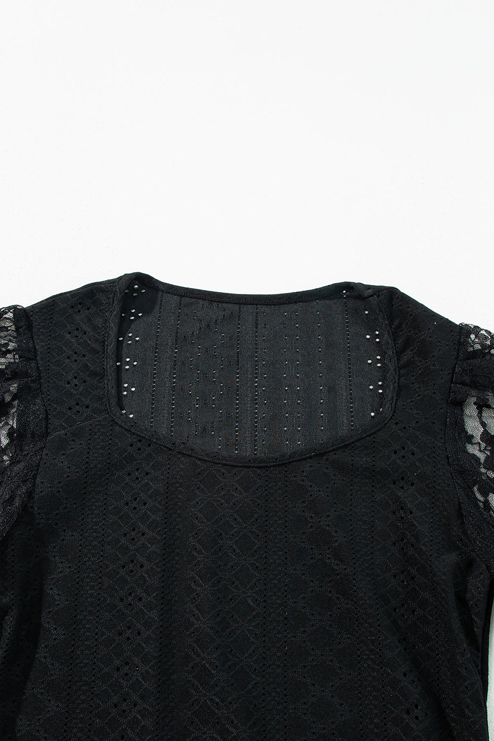 Black Lace Bishop Sleeve Bodysuit