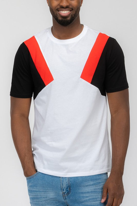 Color Block Stripe Short Sleeve Tshirt