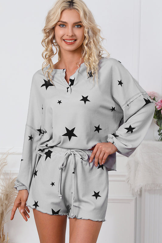 Star Print Short Set Loungewear(Curvy Sizes)