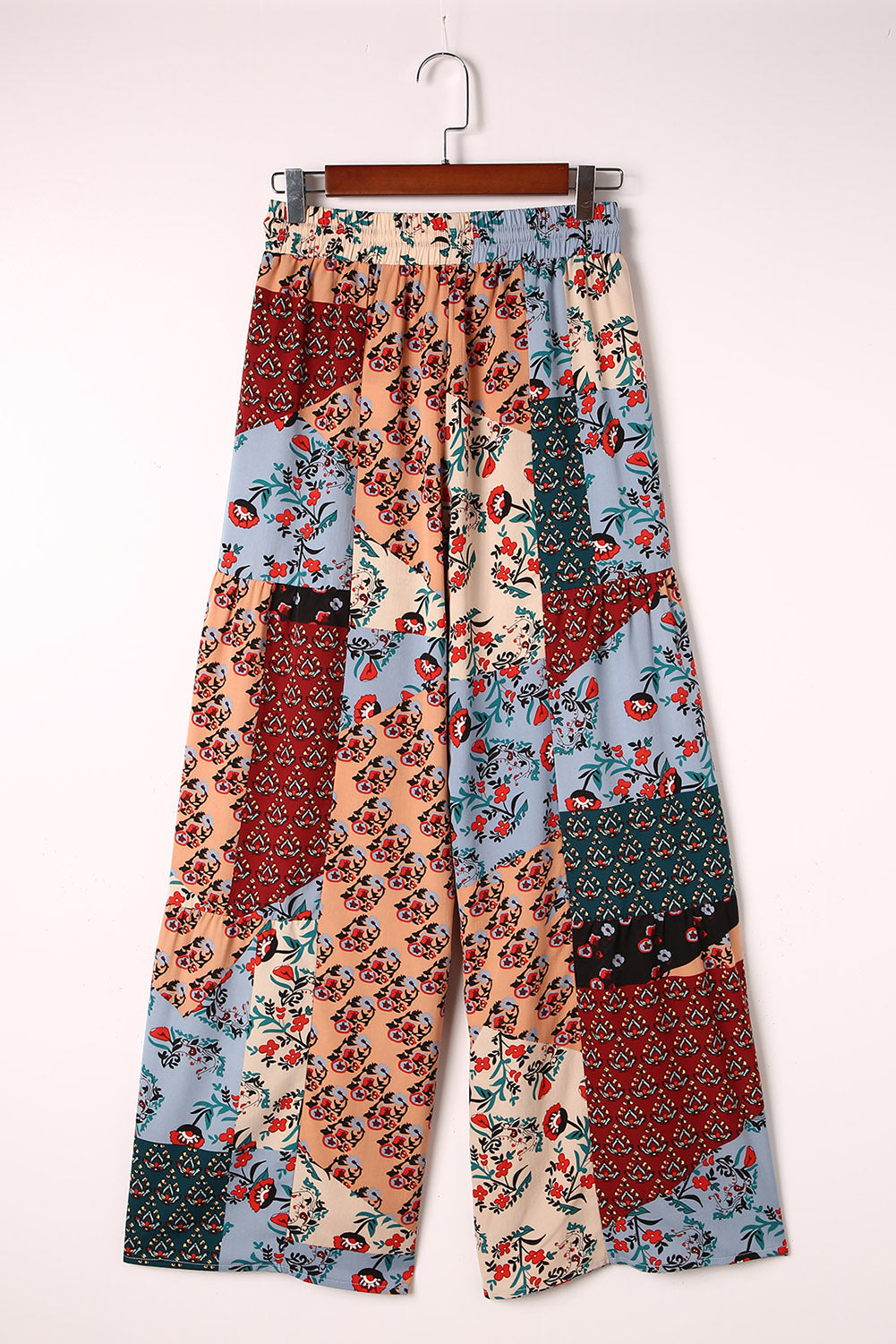 Multicolor Boho Style Drawstring Wide Leg Pants