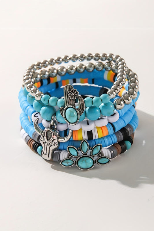 7pcs Boho Turquoise Beaded Bracelet Set