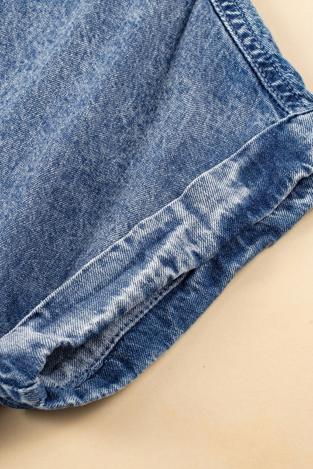 Blue Mineral Wash Frayed Hem Denim Dress