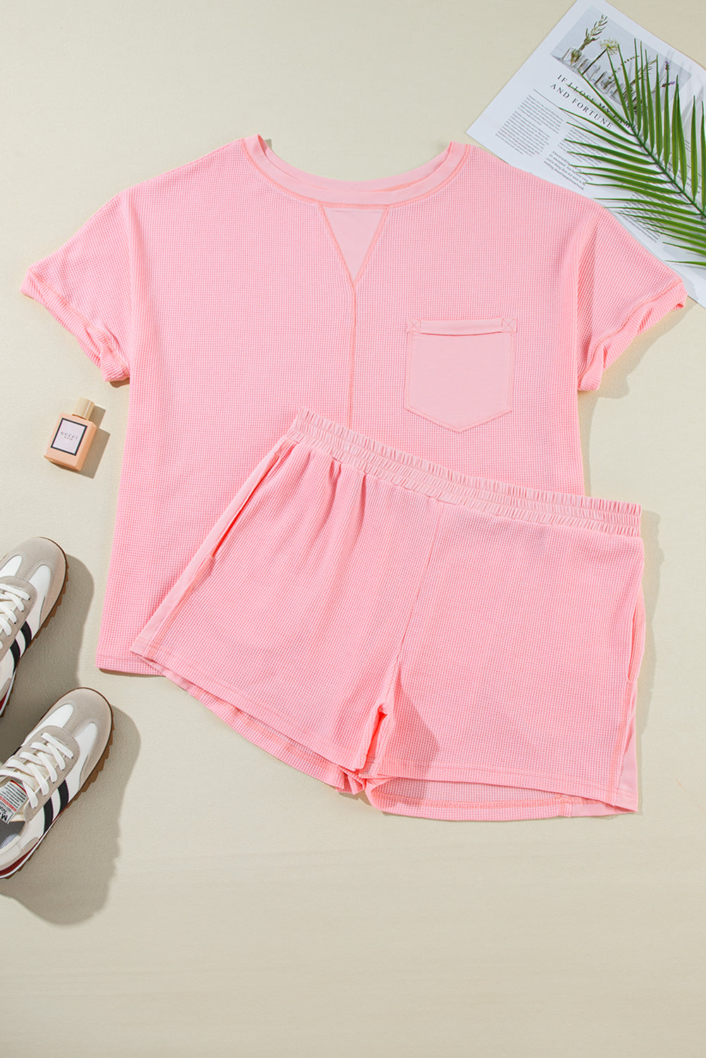 Pink Plus Size Tee and Shorts Set