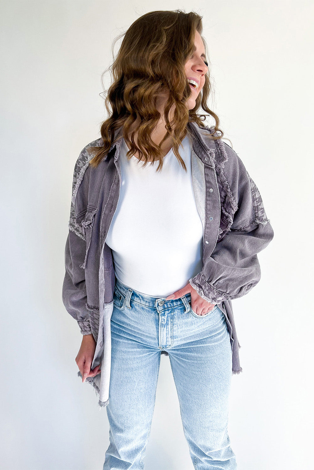 Retro Distressed Patchwork Denim Jacket