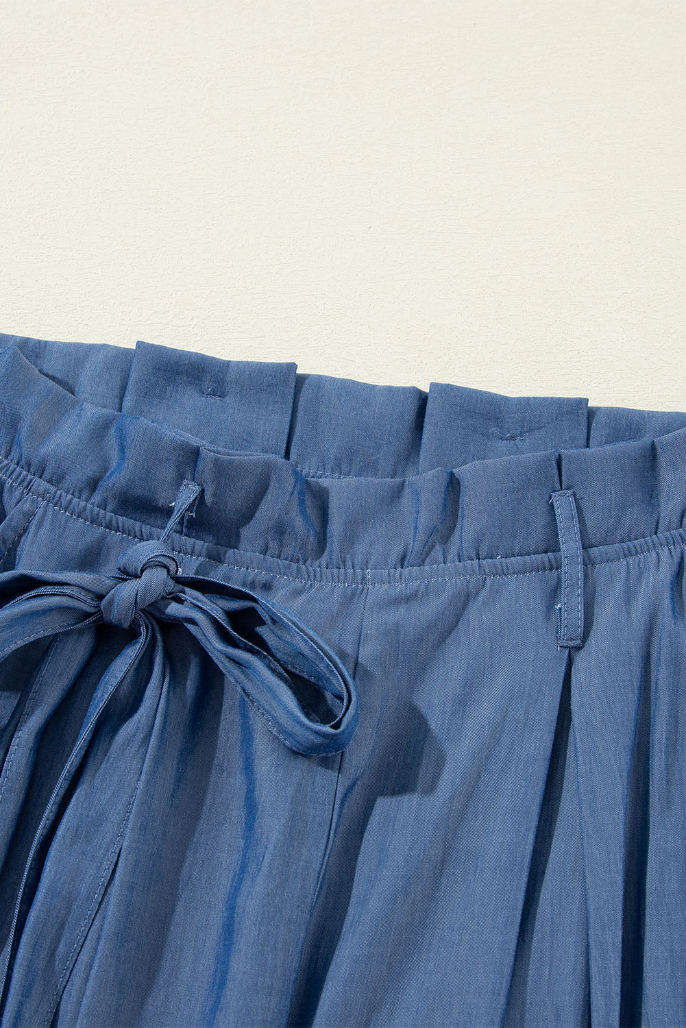 Belted Frilly Waist Wide Leg Loose Pants