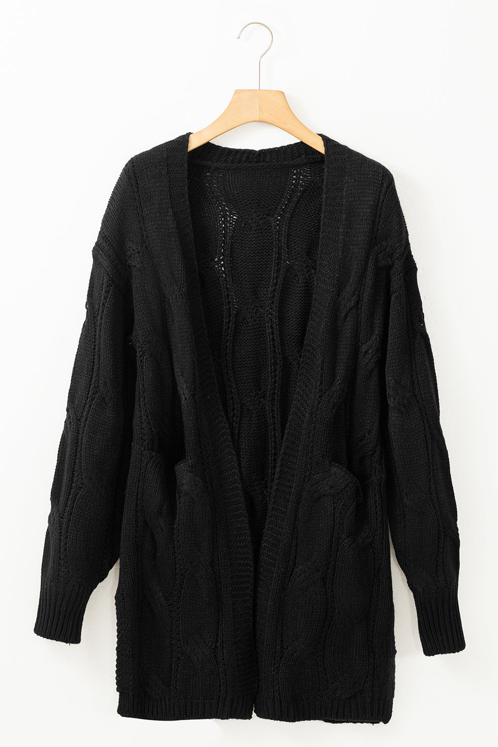 Ribbed Trim Cable Knit Cardigan