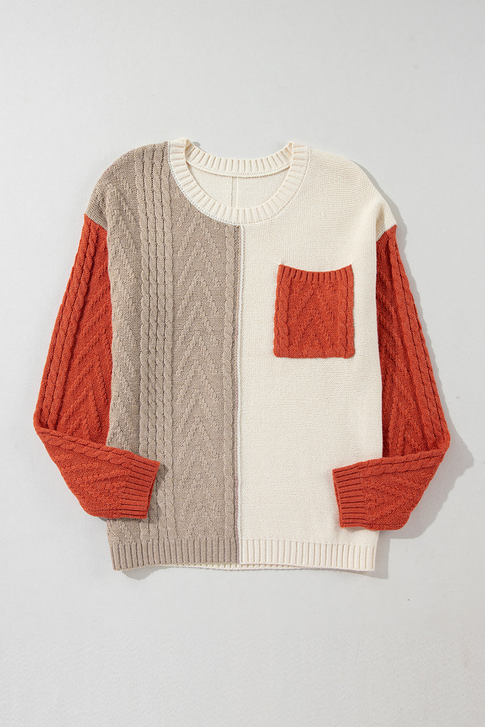 Green Colorblock Drop Shoulder Sweater