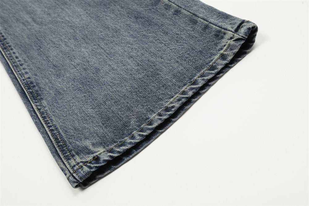 Men Retro Washed Worn Jeans