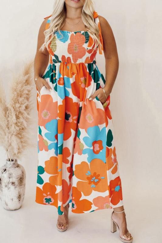 White Plus Size Floral Print Maxi Dress