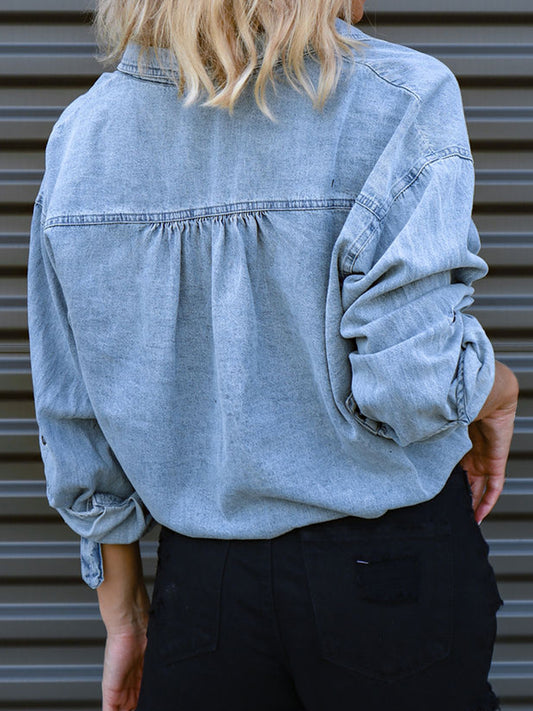 Drawstring Denim Top