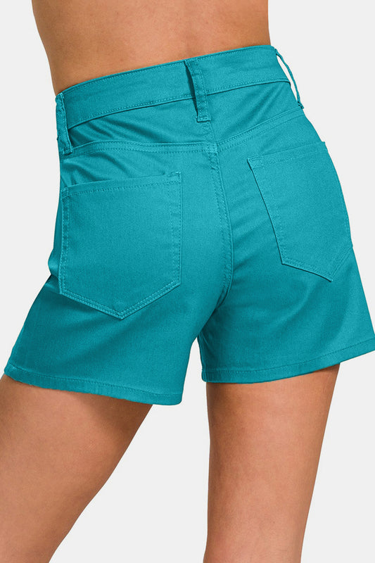 Teal High Waist Denim Shorts