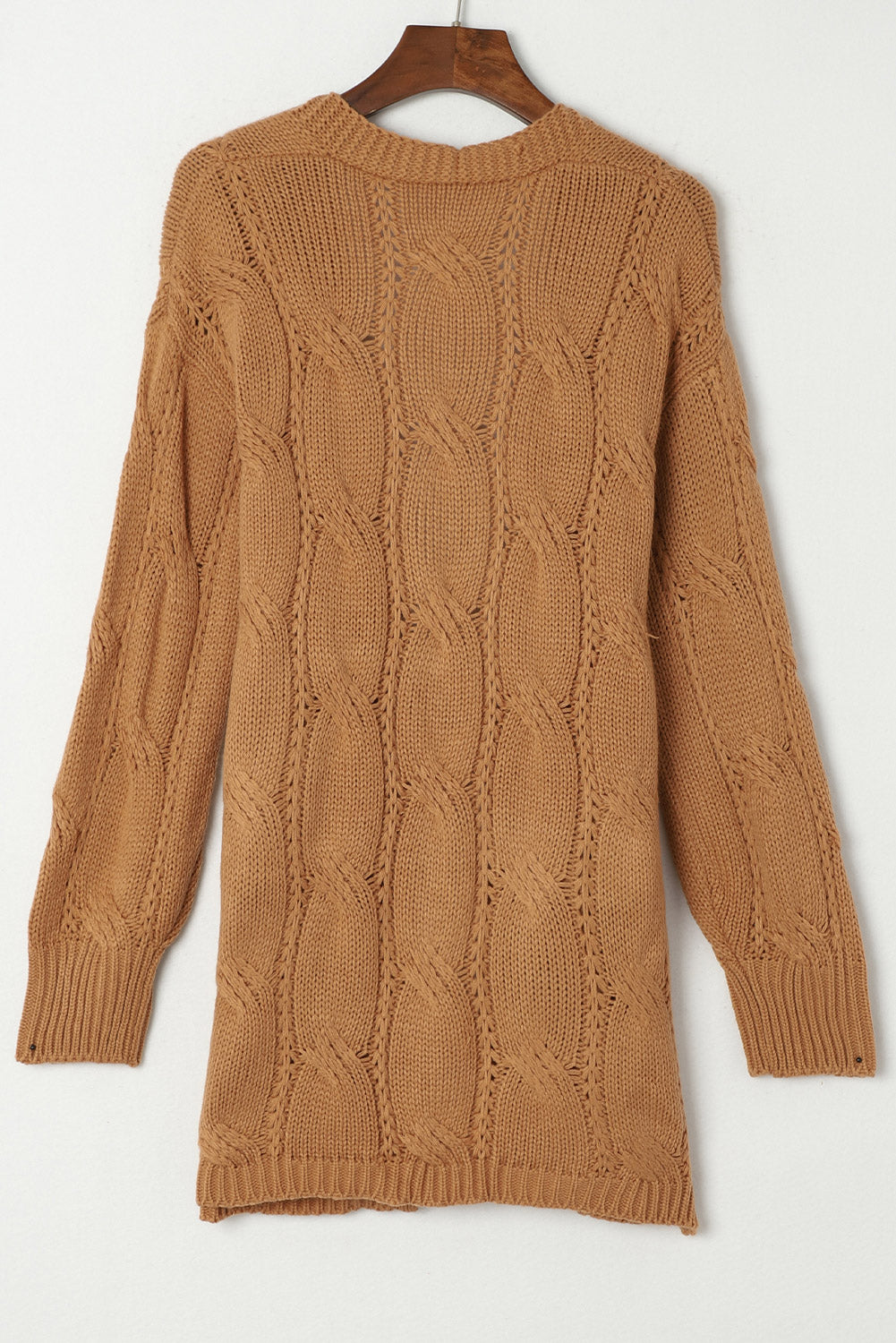 Ribbed Trim Cable Knit Cardigan