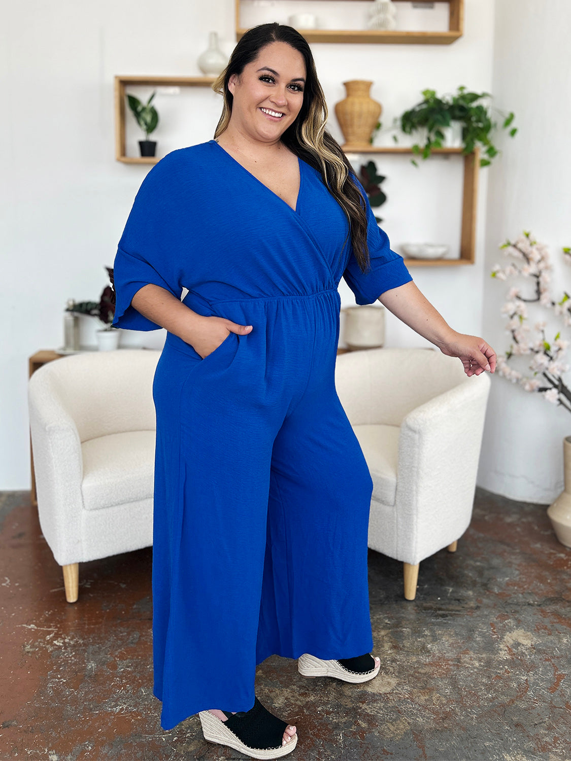 Double Take Plus Size Wide Leg Jumpsuit