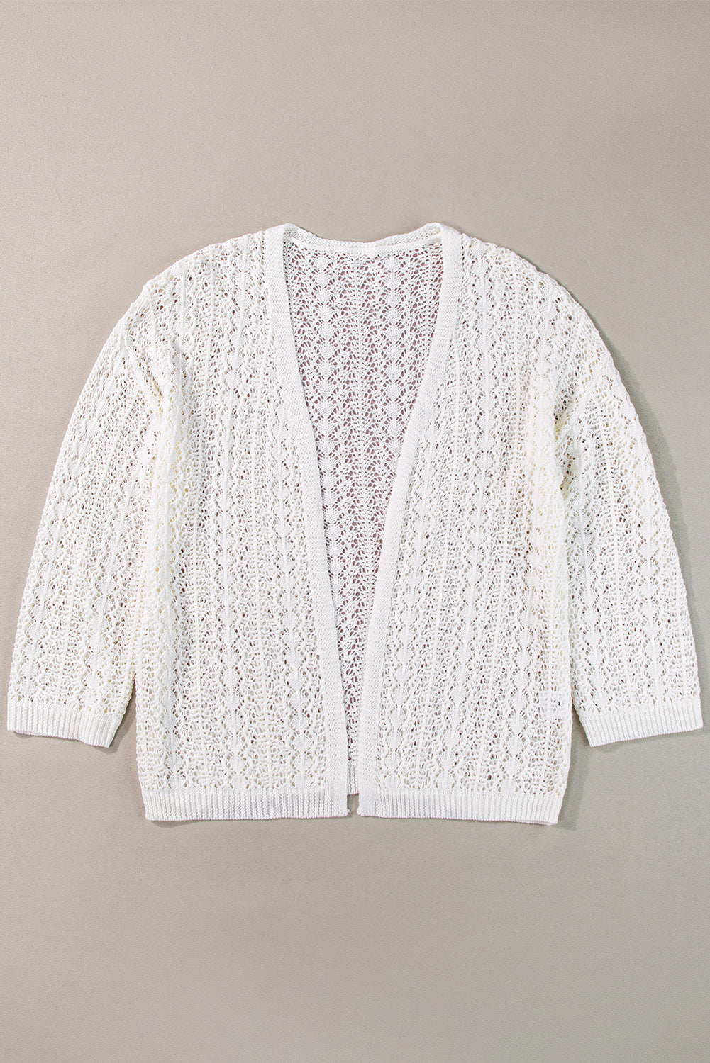 Casual Apricot Hollow Out Knit Cardigan