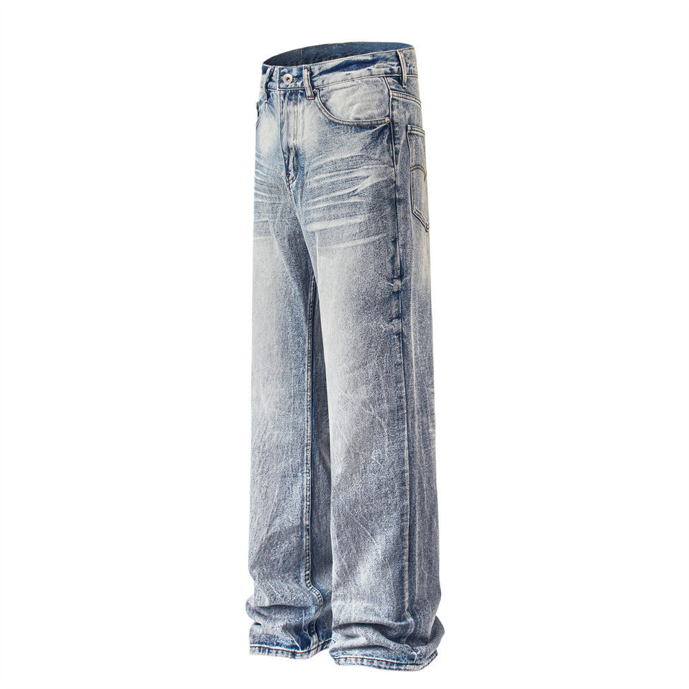 Retro Washed Worn Jeans Men