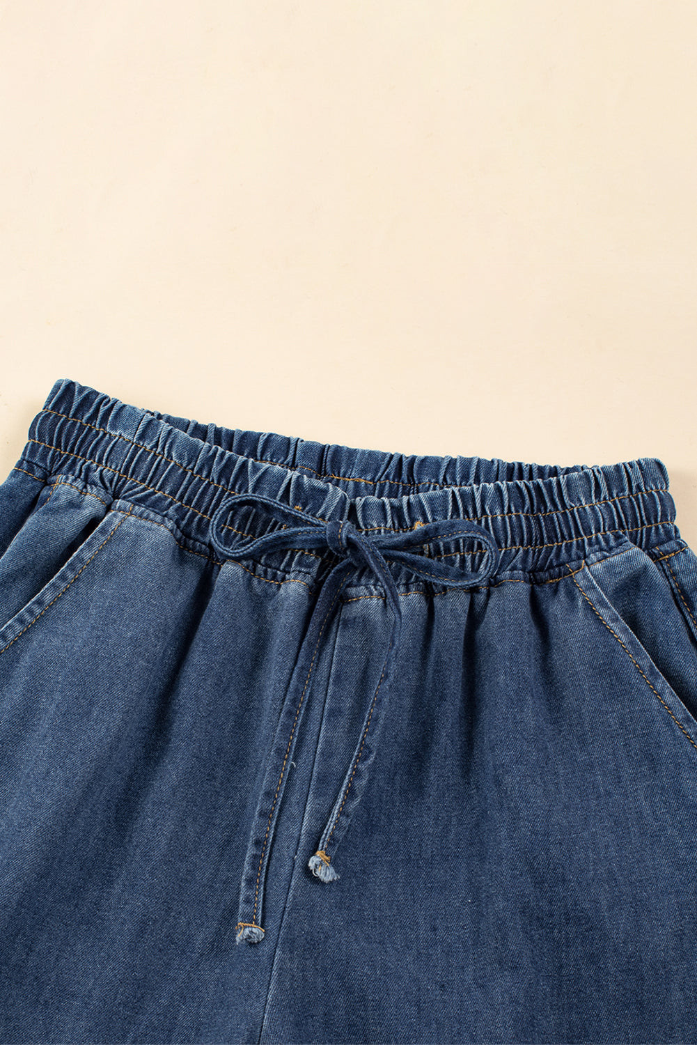 Washed Out Drawstring Waist Wide Leg Jeans