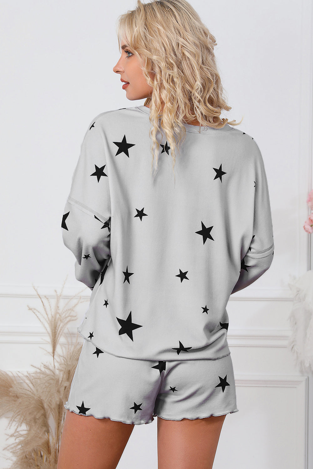 Star Print Short Set Loungewear(Curvy Sizes)