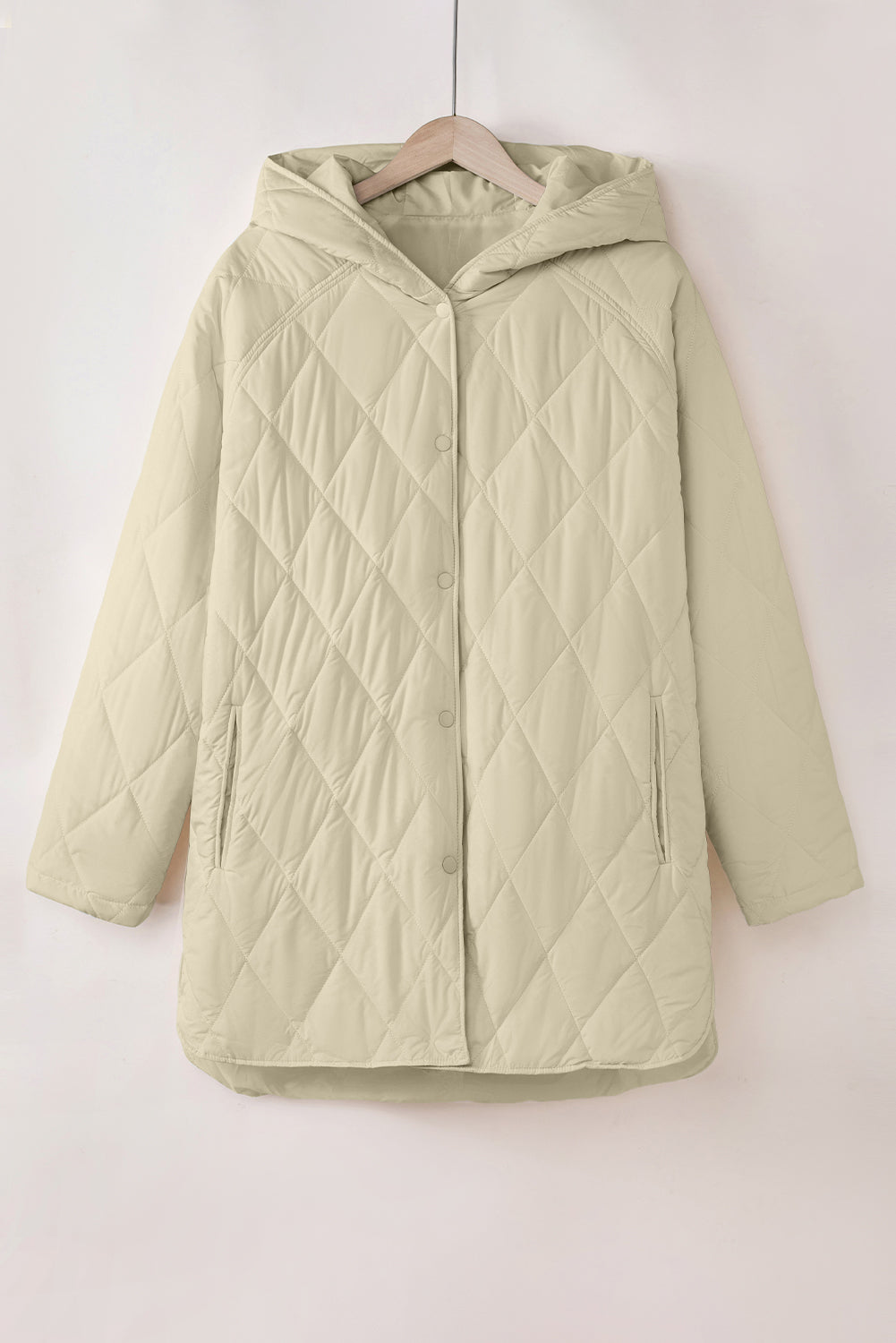 Beige Quilted Hooded Puffer Coat