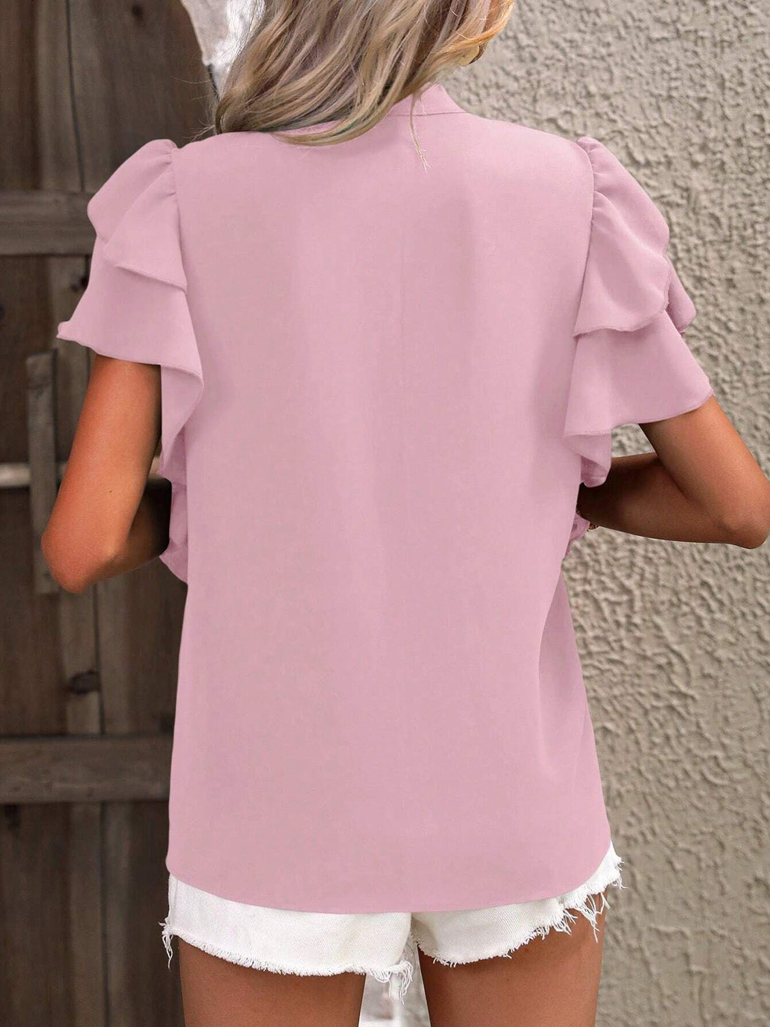 Ruffled Short Sleeve Blouse