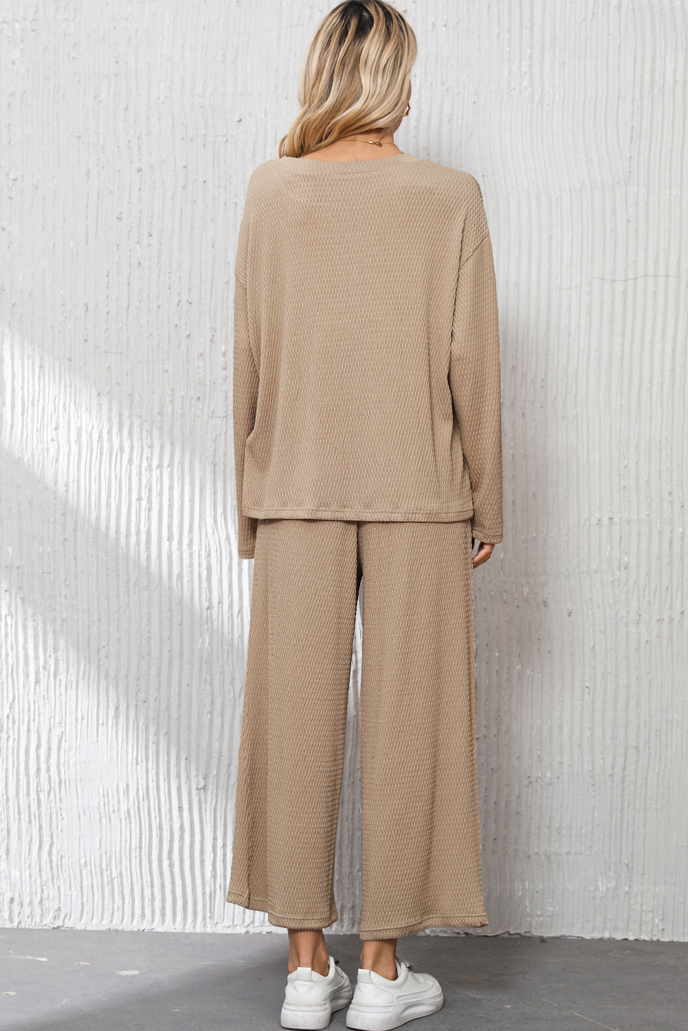 Smoke Gray Loose Pullover Top Pants Set