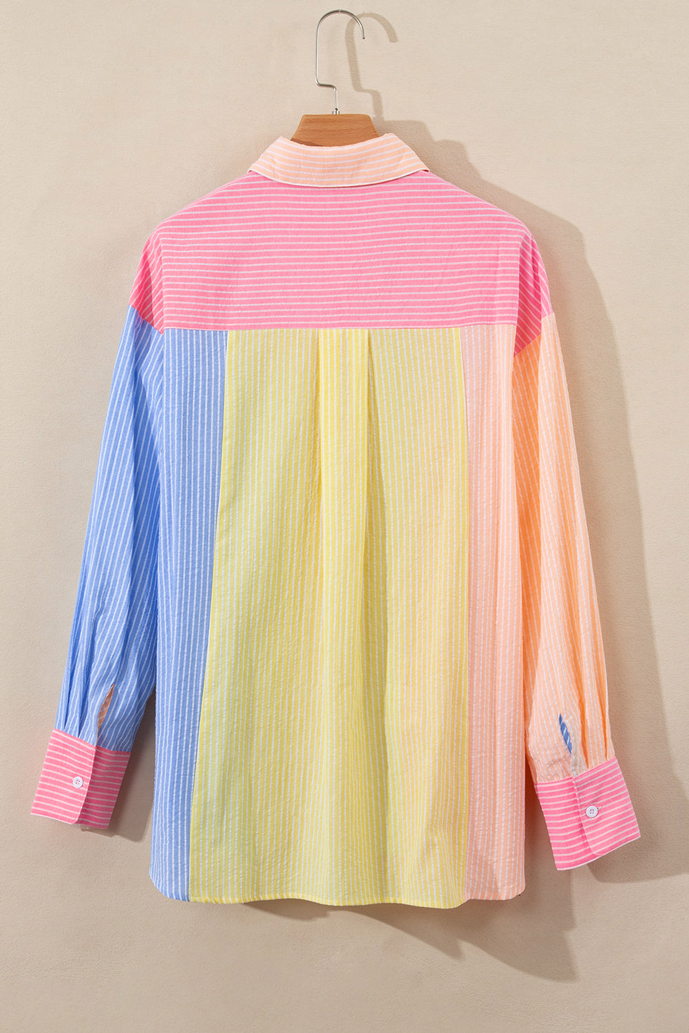 Pink Stripe Color Block Oversized Shirt