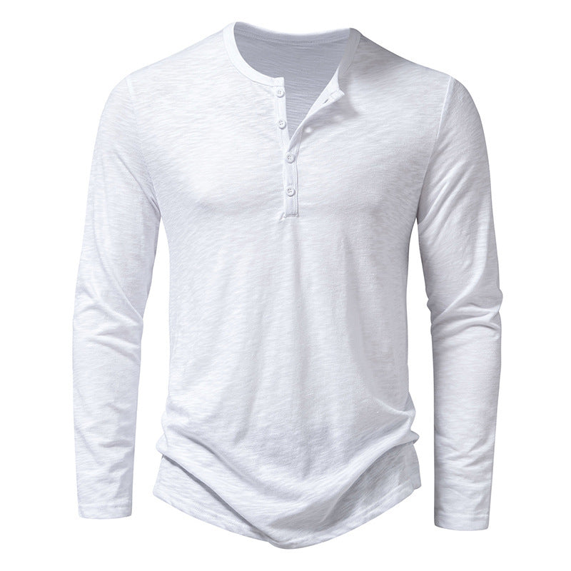 Mens Long Sleeve Henry Collar Shirt