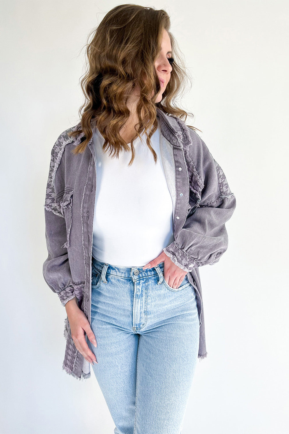 Retro Distressed Patchwork Denim Jacket