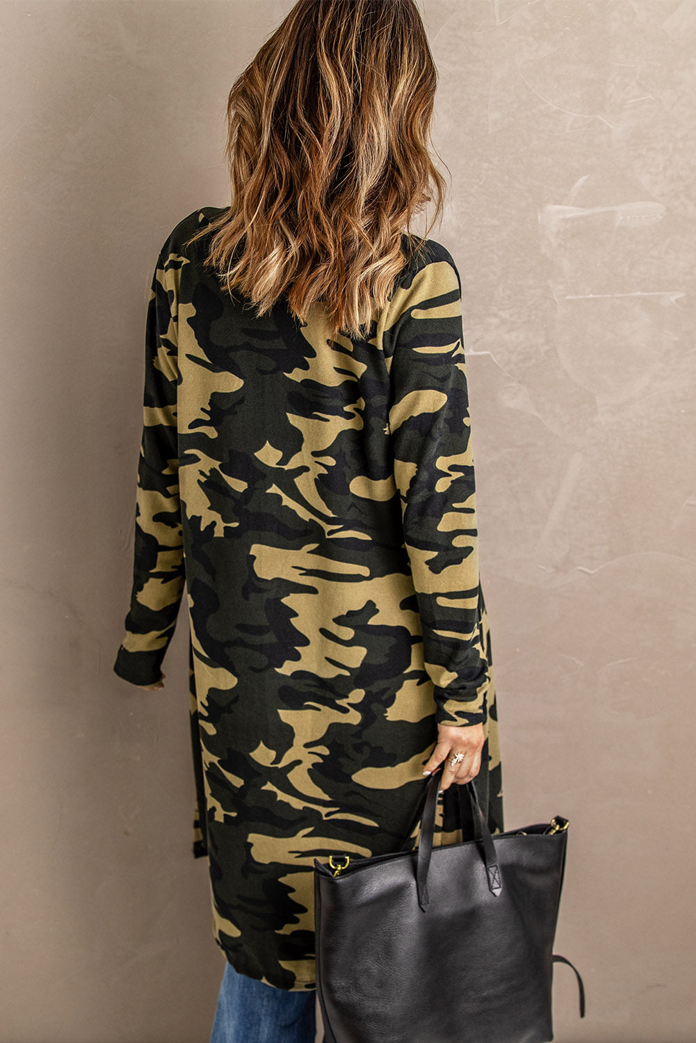 Camo Print Long Cardigan