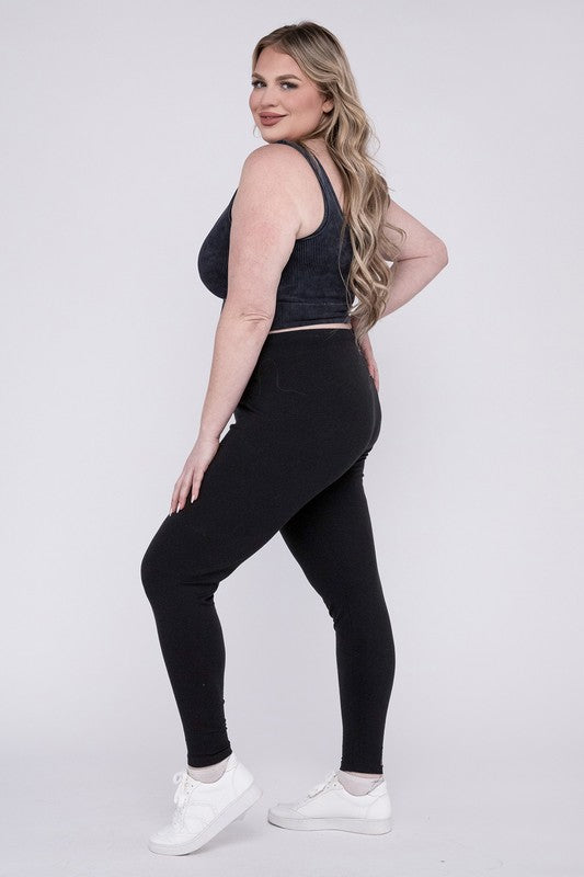 Plus Size Premium Cotton Full Length Leggings