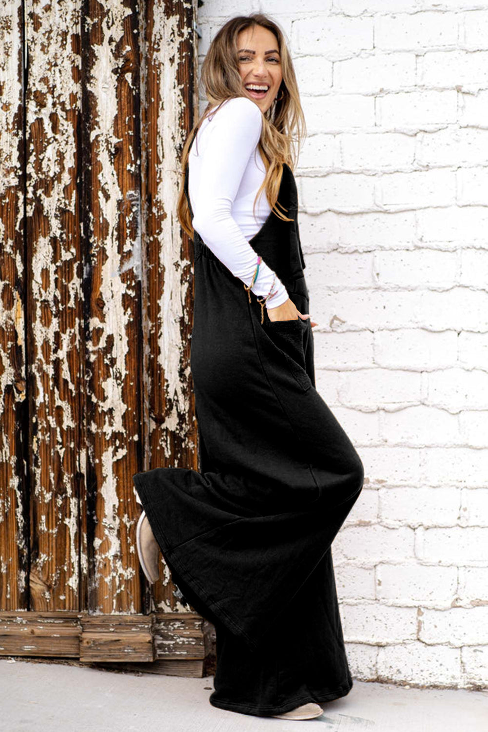 Black Knotted Wide Leg Jumpsuit