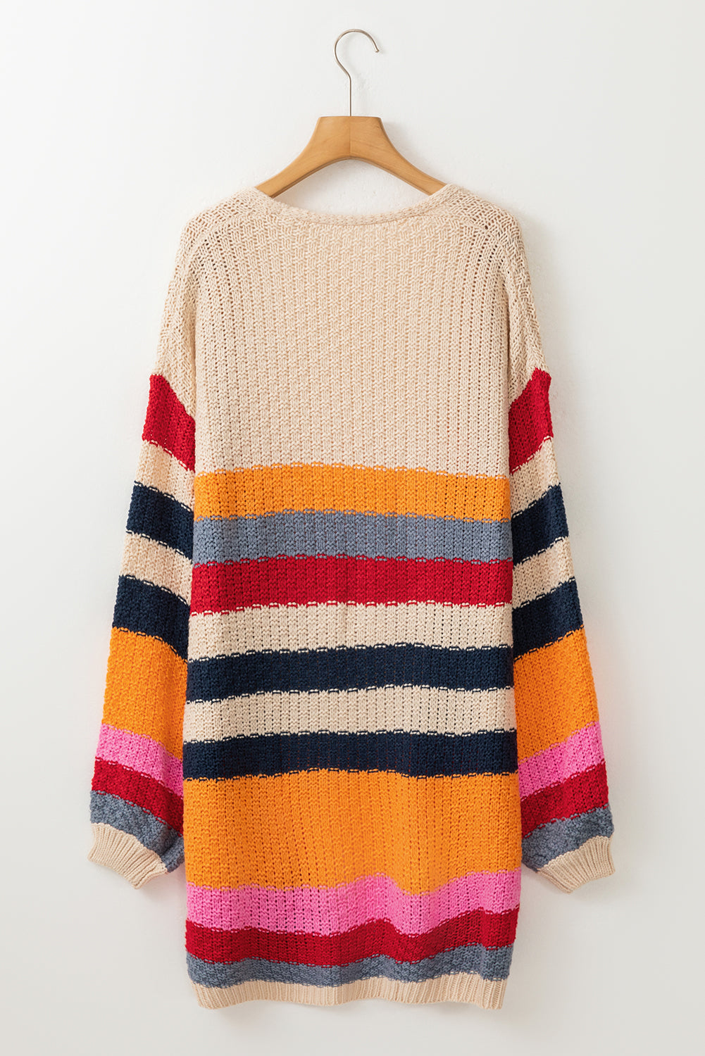 Striped Balloon Sleeve Baggy Cardigan