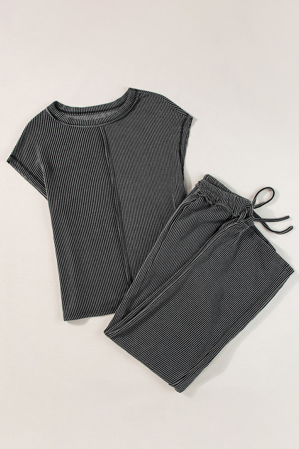 Carbon Grey Exposed Seam Tee and Pants Outfit