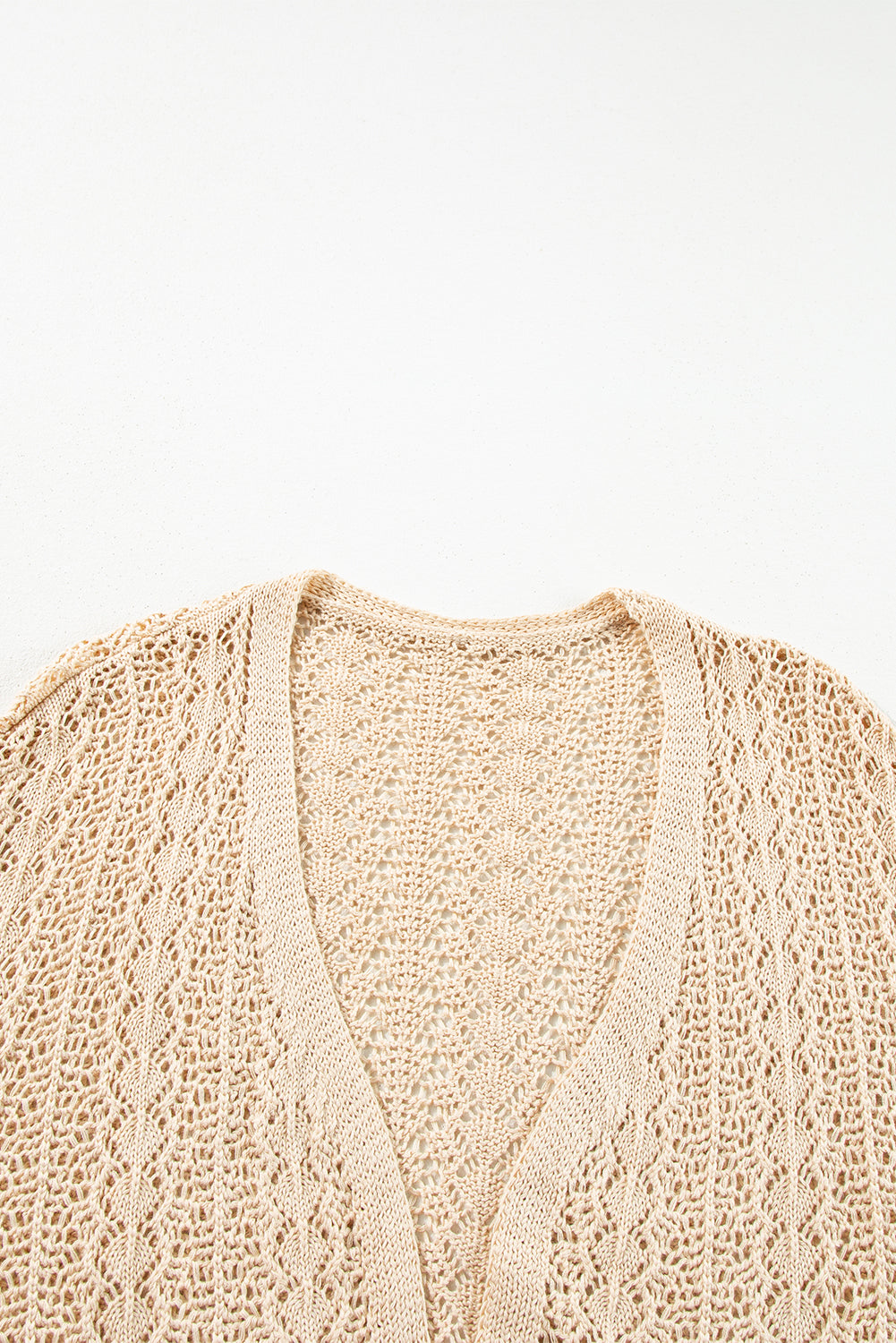 Casual Apricot Hollow Out Knit Cardigan