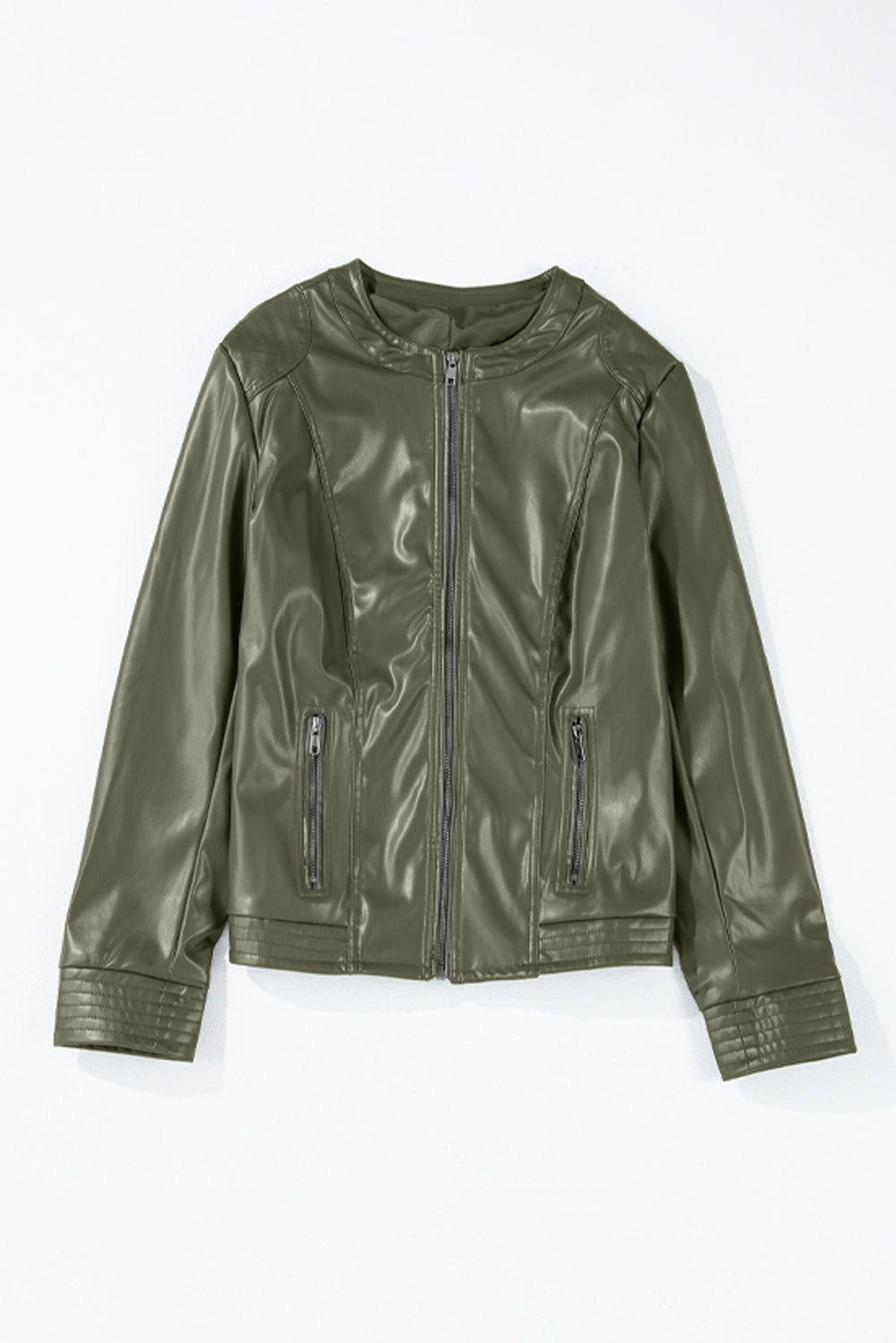 Faux Leather Slim Fit Bomber Jacket