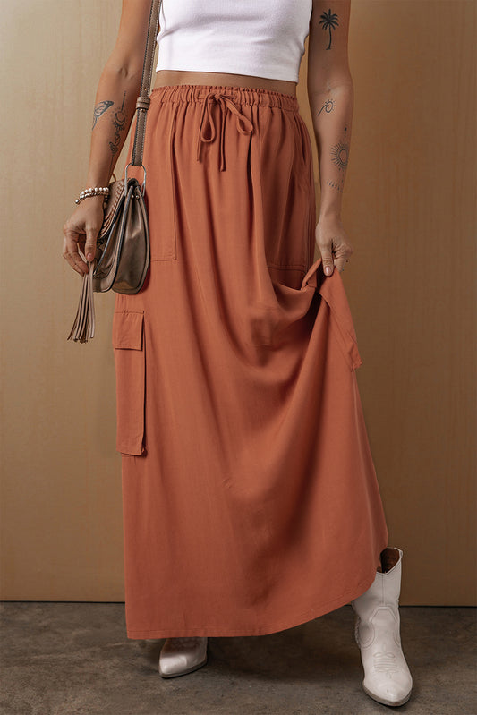 Chestnut Maxi Skirt WithCargo Pockets