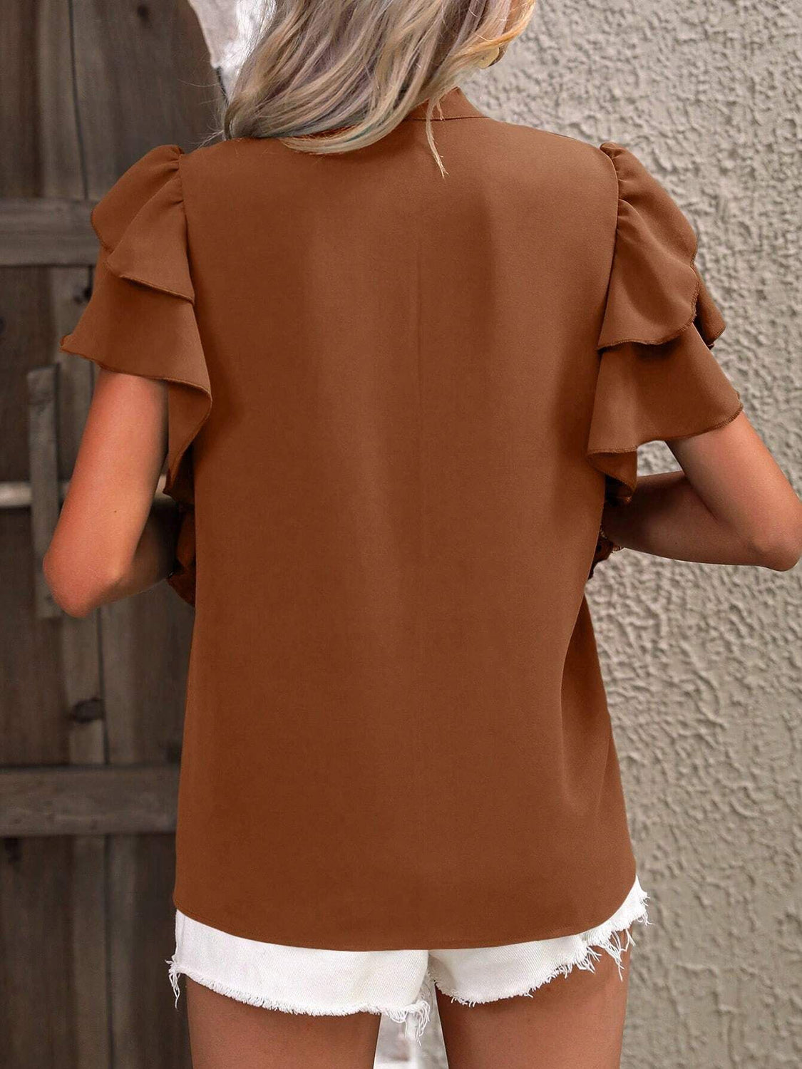 Ruffled Short Sleeve Blouse